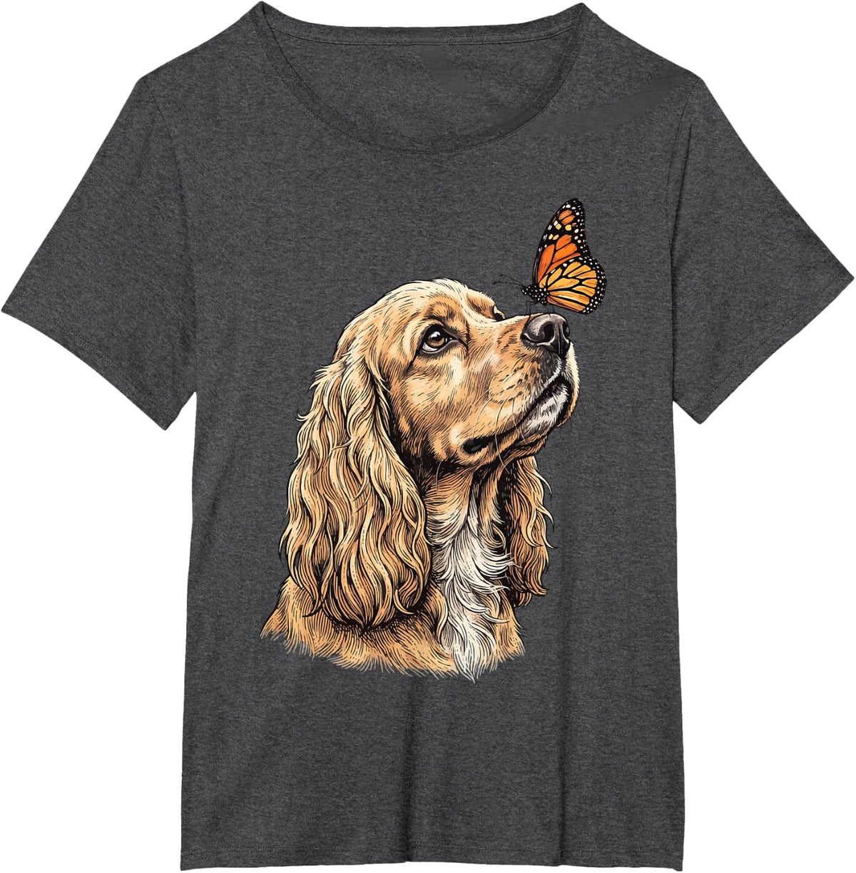 Cocker Spaniel Butterfly T-Shirt - Dark Heather Grey