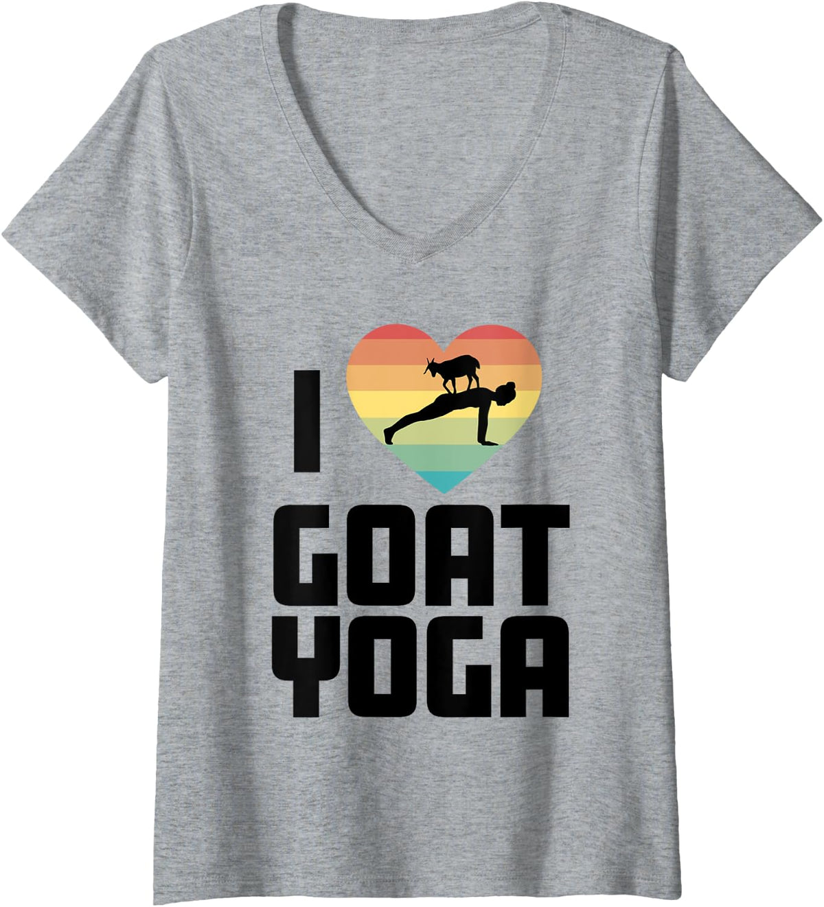 Womens I love Goat Yoga Funny Cute Goat Yoga V-Neck T-Shirt - Heather Grey
