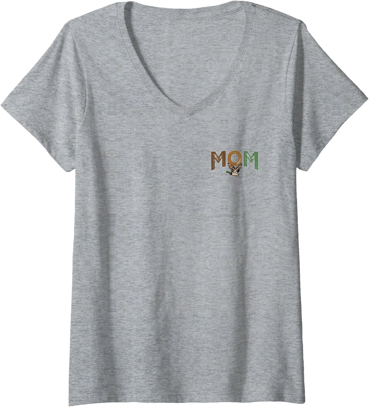 Women's Birthday Duck Hunting Mom Mallard Waterfowl Hunter Mommy V-Neck T-Shirt - Heather Grey