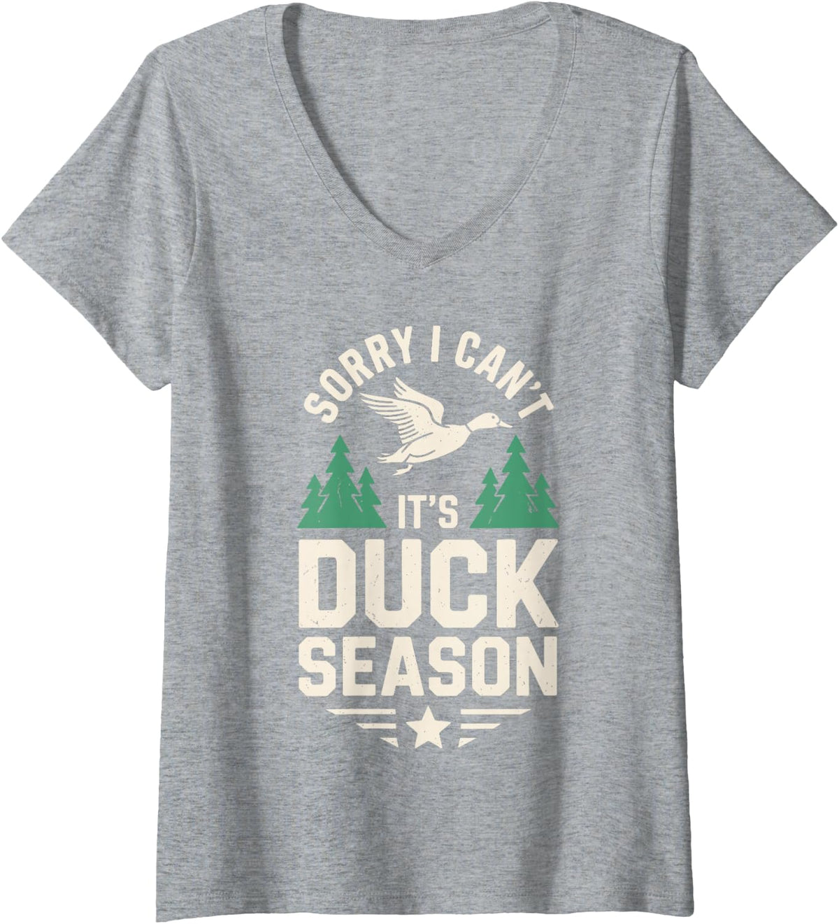Women's Cool Duck Hunting Art for Men Women Waterfowl Duck Hunter V-Neck T-Shirt - Heather Grey