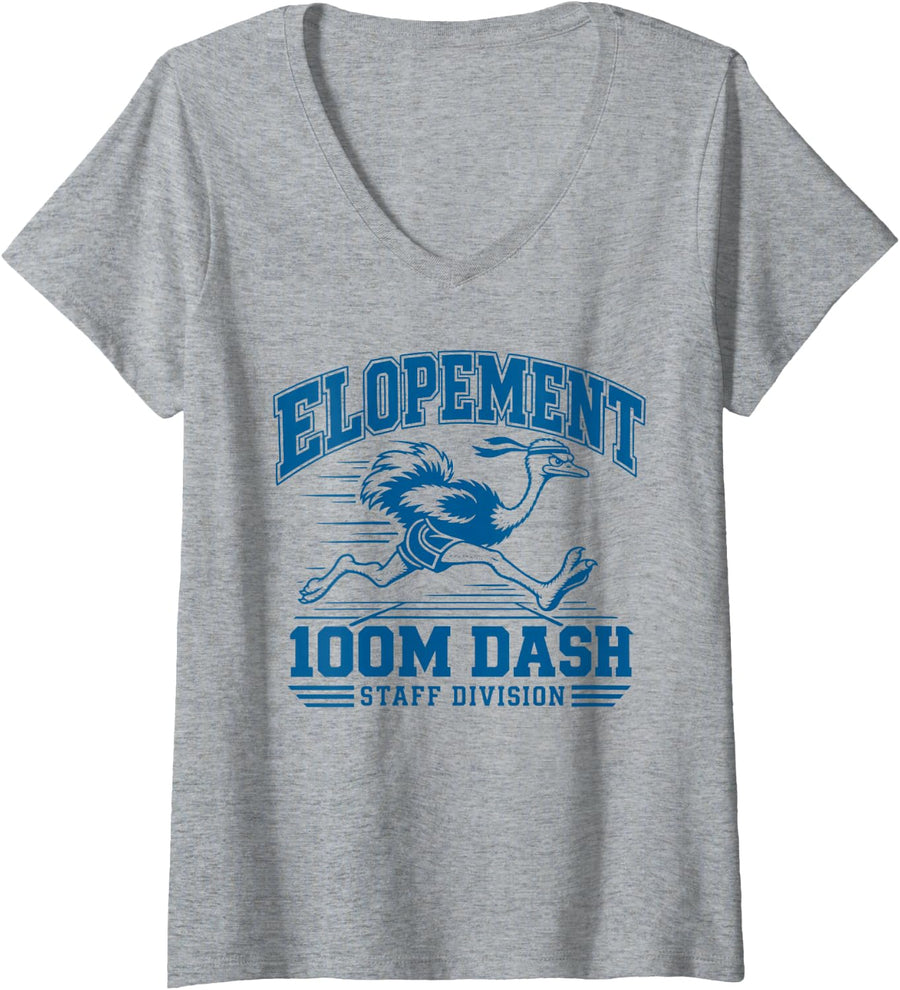 Women's Funny Elopement Retro Race Ostritch SPED Teacher ABA RBT V-Neck T-Shirt - Heather Grey