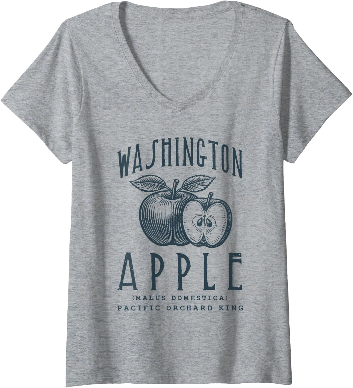 Women's Washington Apple Vintage Botanical V-Neck T-Shirt - Heather Grey