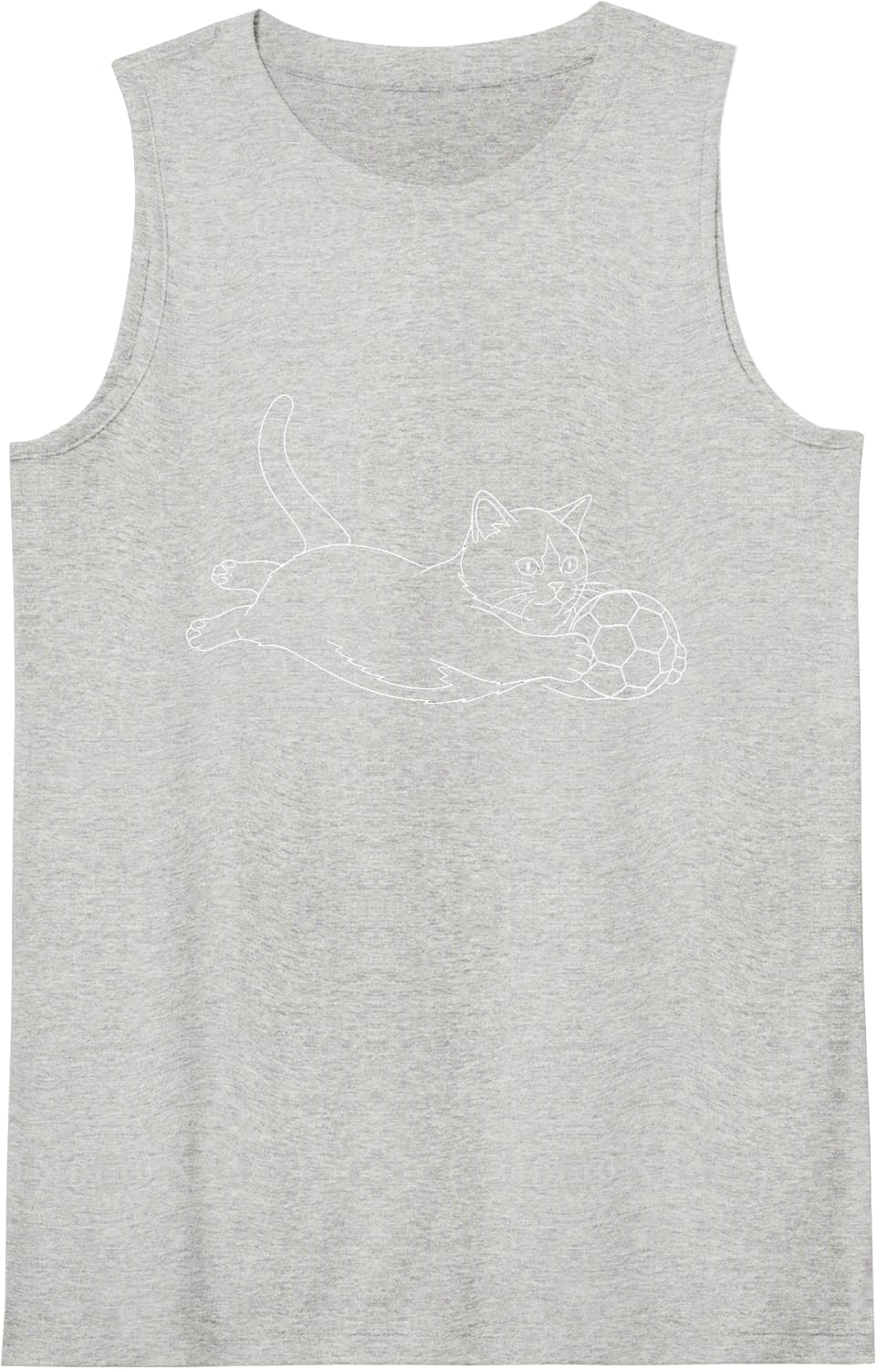 Soccer Cat Goalkeeper Cute Kitten Line Art Diving Save Sleeveless Tank Top - Heather Grey