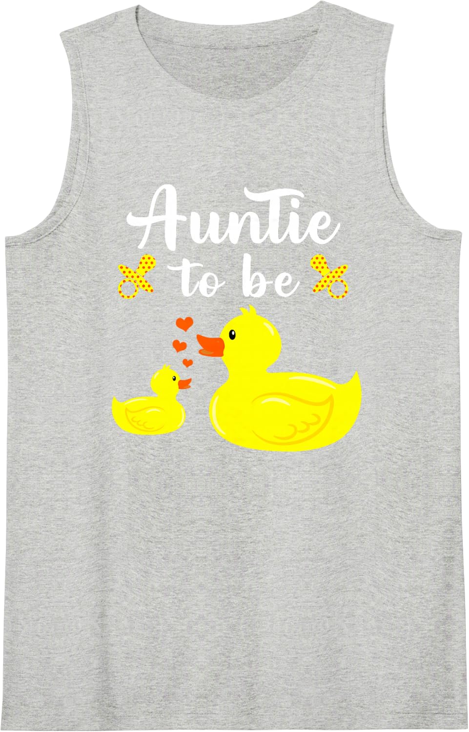 Auntie to Be Yellow Duck Baby Shower for Boy Or Girl Sleeveless Tank Top - Heather Grey