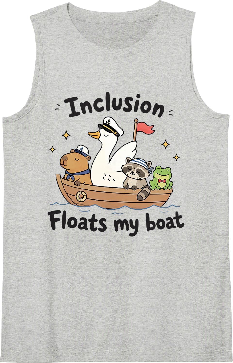 Autism Awareness Neurodiversity Inclusion Floats My Boat Sleeveless Tank Top - Heather Grey