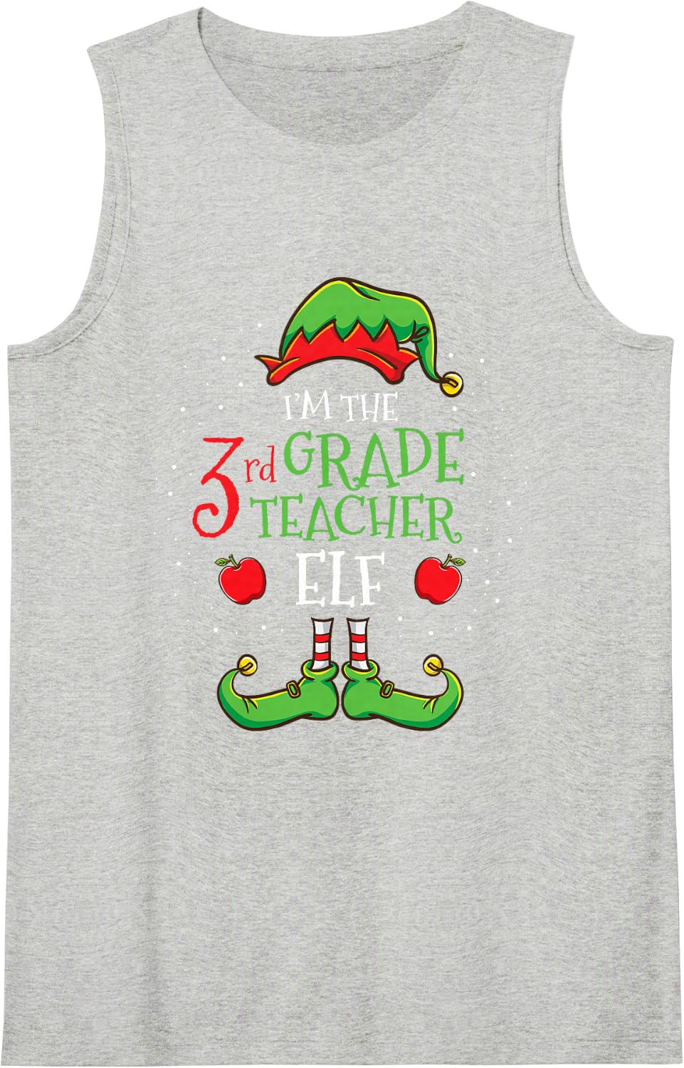 Im The 3rd Grade Teacher Elf Christmas Sleeveless Tank Top - Heather Grey