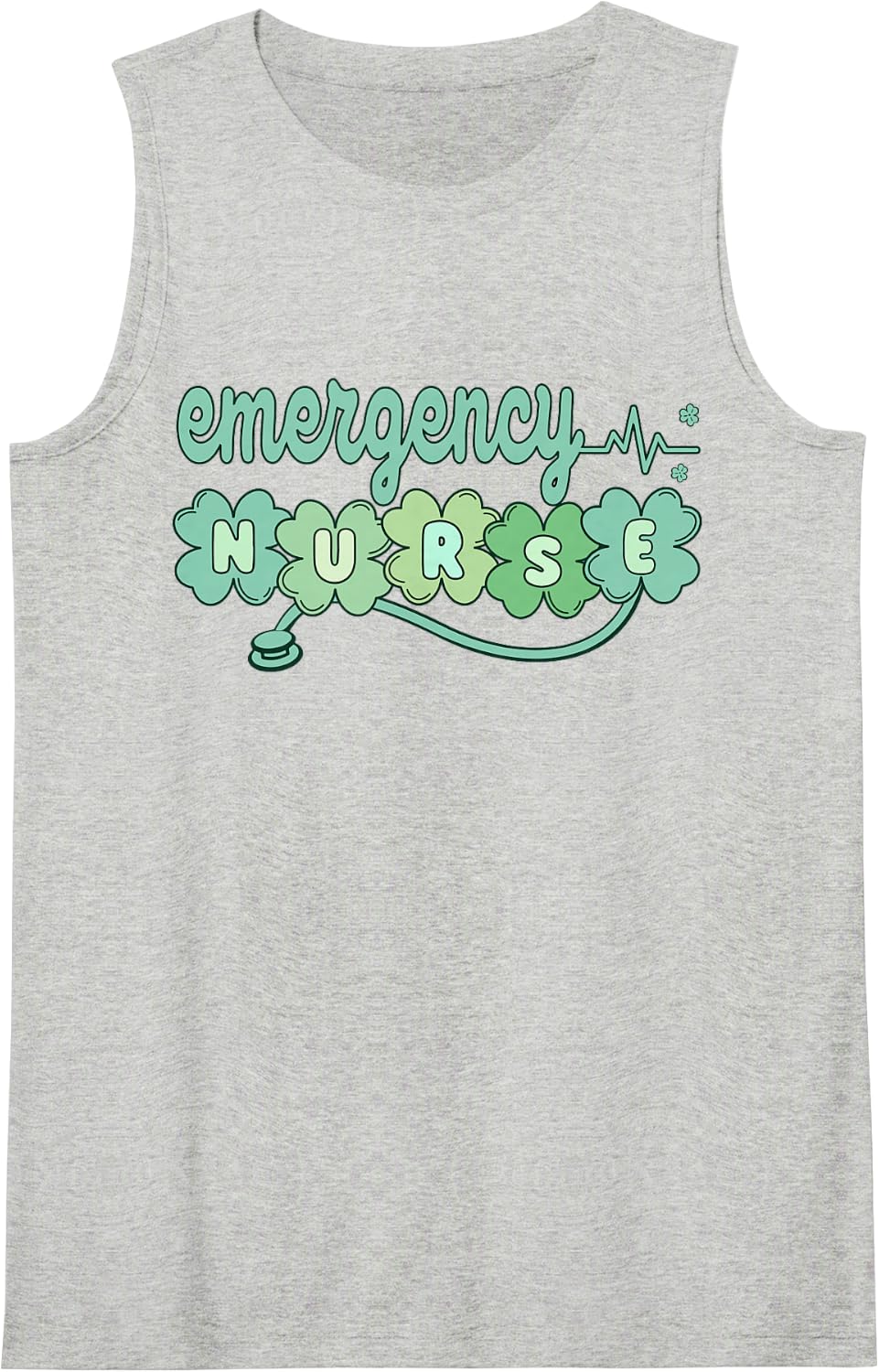 Emergency Department Nurse St Patricks Day ER Doula Clover Sleeveless Tank Top - Heather Grey