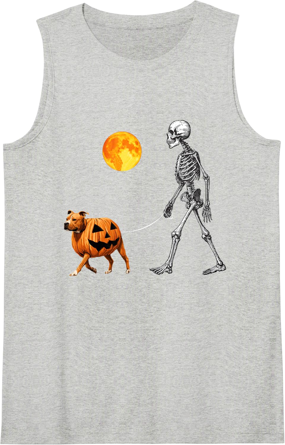 Funny Skeleton Pitbull Halloween Dog Mom Pet Lover Sleeveless Tank Top - Heather Grey