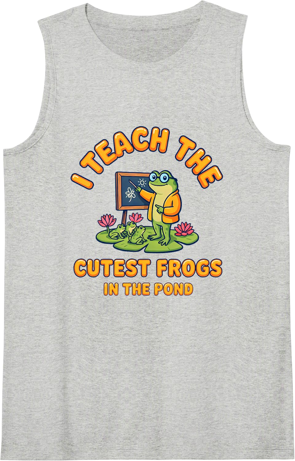 I Teach The Cutest Frogs in The Pond PreK Teacher Frog Lover Sleeveless Tank Top - Heather Grey