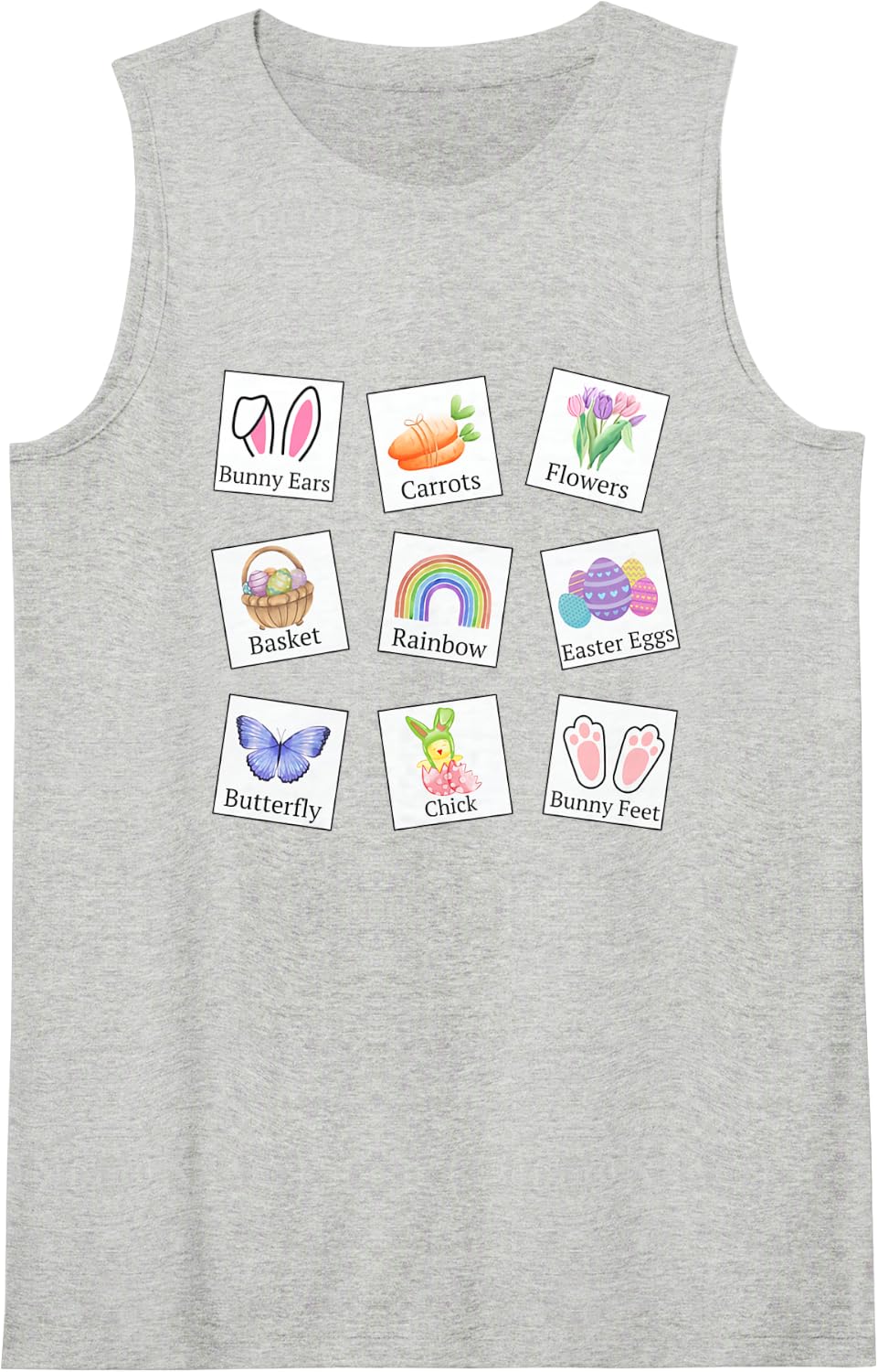 Women Easter Sped Teacher Bunny Pecs SLP SLPA AAC Sleeveless Tank Top - Heather Grey