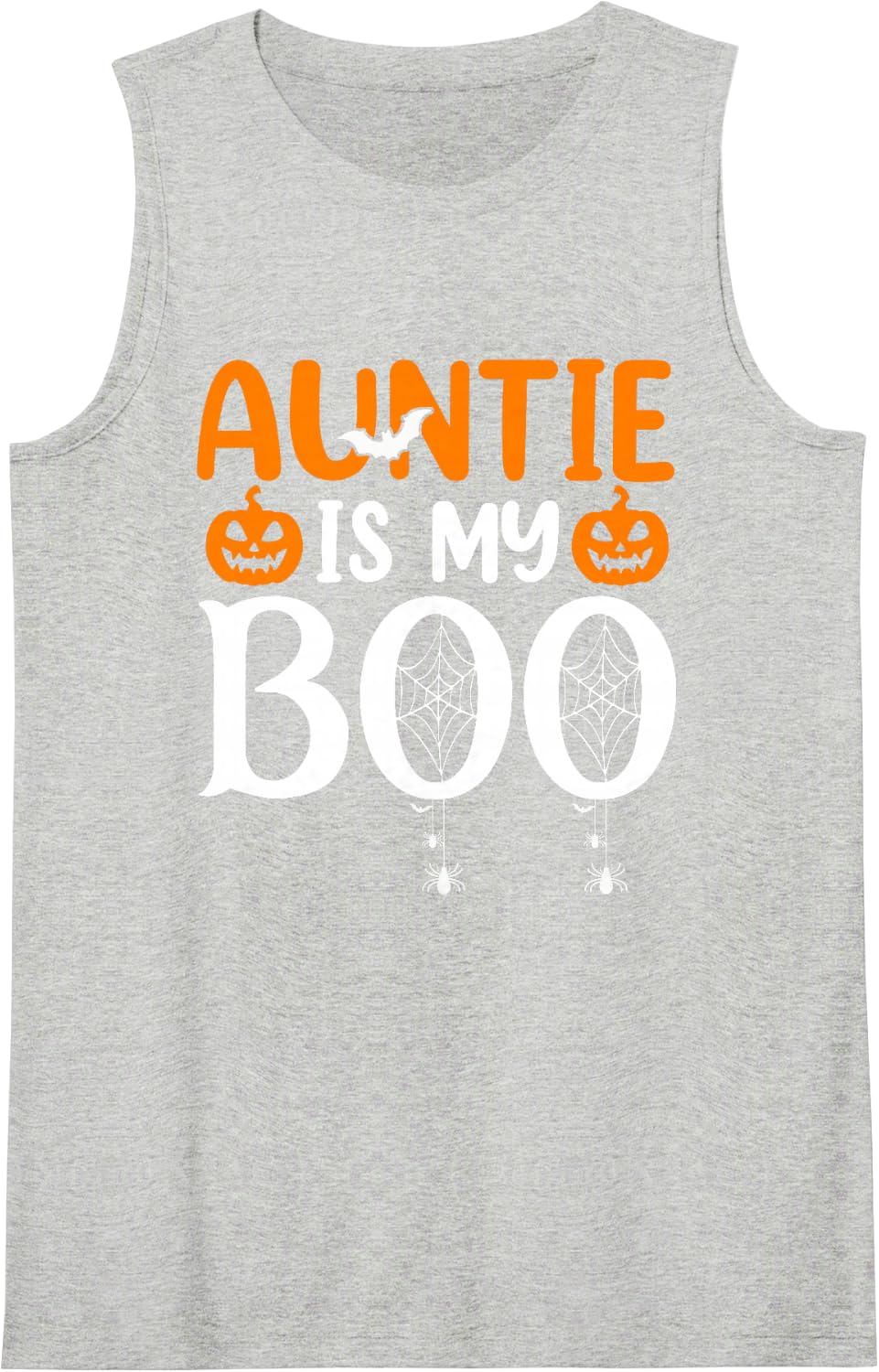 Auntie is My Boo Funny Halloween Family Matching Sleeveless Tank Top - Heather Grey