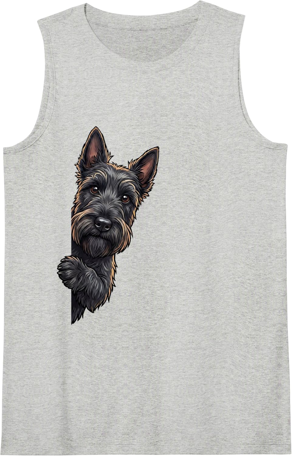 Funny Scottish Terrier Peeking from Side Dog Owner Sleeveless Tank Top - Heather Grey