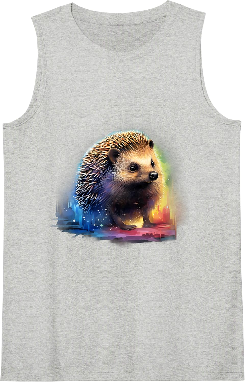 Hedgehog Colorful Artwork Wildlife Nature Animal Lovers Sleeveless Tank Top - Heather Grey