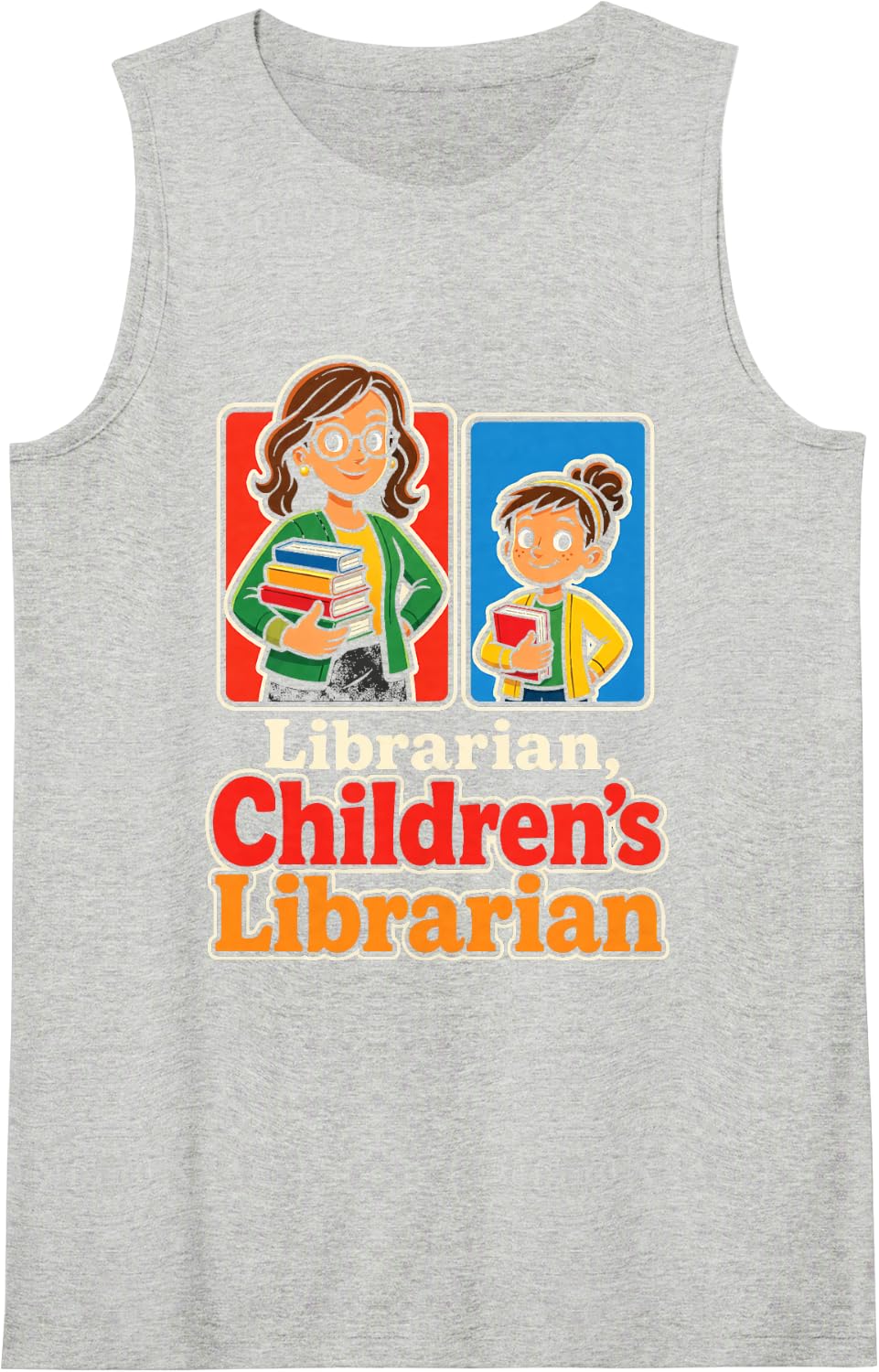 Elementary School Librarian Children's Books Reading Gift Sleeveless Tank Top - Heather Grey