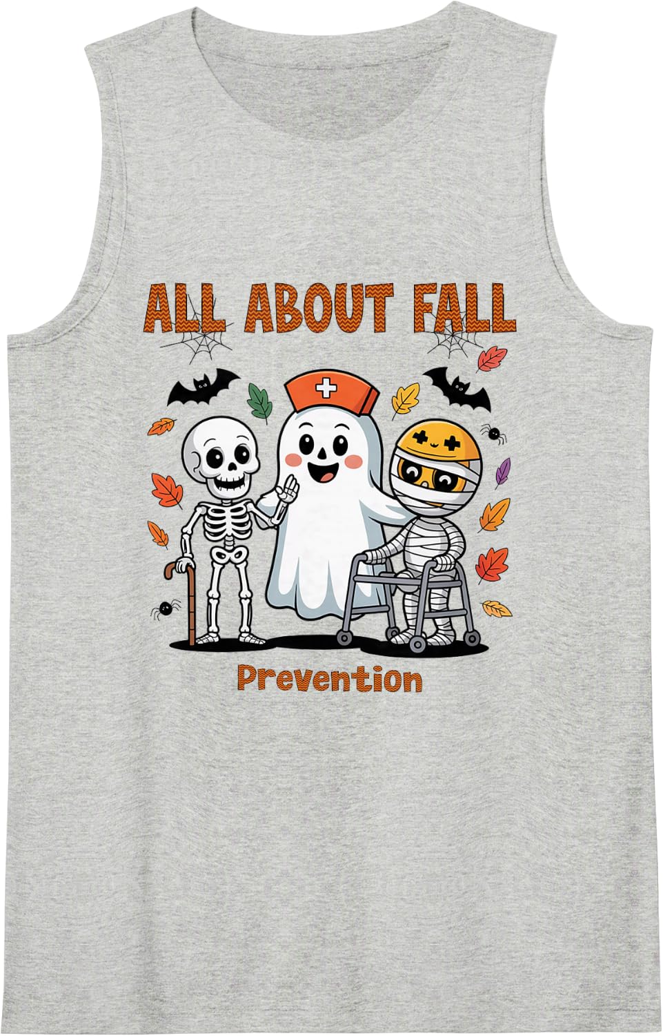 All About Fall Prevention Physical Therapy Nurse Halloween Sleeveless Tank Top - Heather Grey