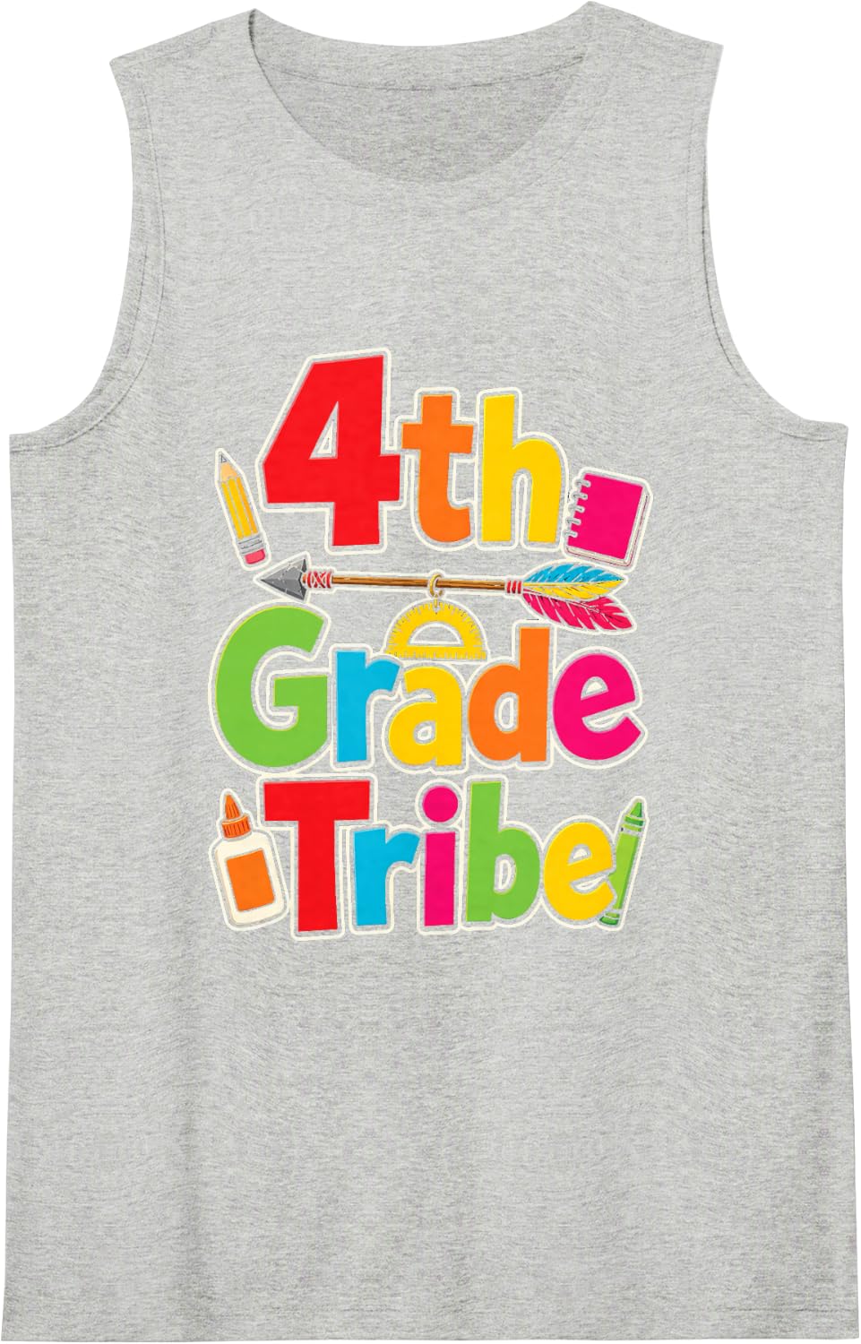 4th Grade Tribe Fourth Grader First Day Elementary School Sleeveless Tank Top - Heather Grey
