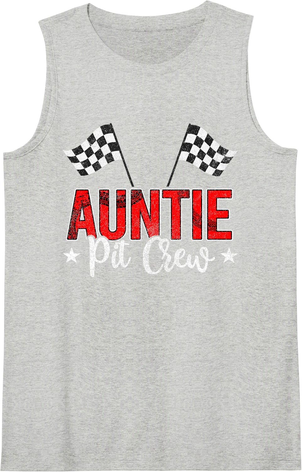 Racing Car Aunt of The Birthday Boy Shirt, Auntie Pit Crew Sleeveless Tank Top - Heather Grey
