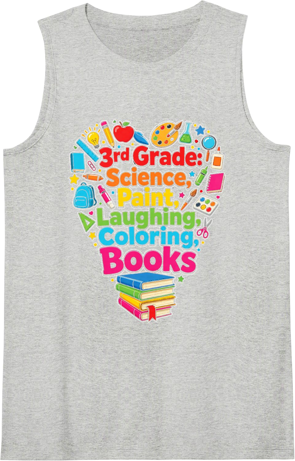 3rd Grade Science Paint Laughing Coloring Books Third Sleeveless Tank Top - Heather Grey