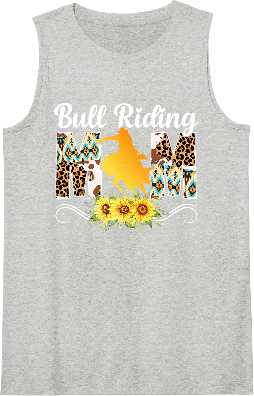 Bull Riding Mom of A Bull Rider Mom Bull Riding Mother Sleeveless Tank Top - Heather Grey