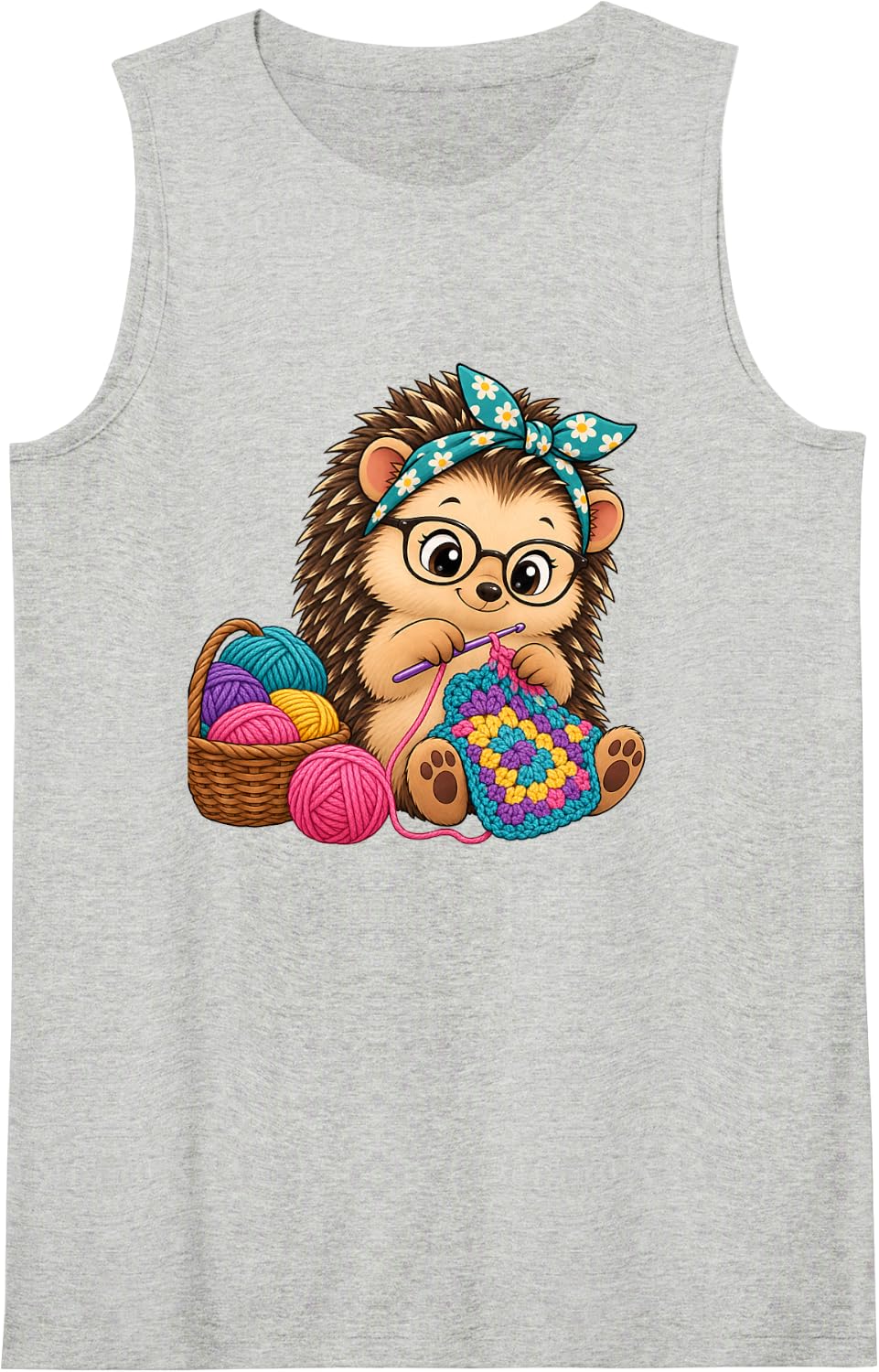Crocheting Hedgehog Sleeveless Tank Top - Heather Grey