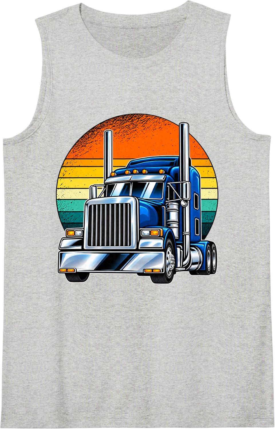 Sunset Semi Truck Driver Trucker Lifestyle Sleeveless Tank Top - Heather Grey