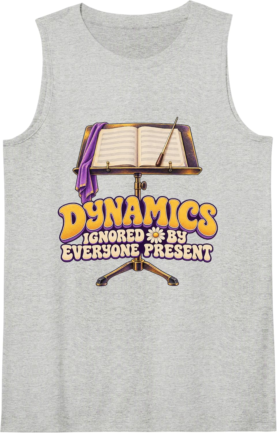 Dynamics Ignored By Everyone Present Music Lover Graphic Sleeveless Tank Top - Heather Grey