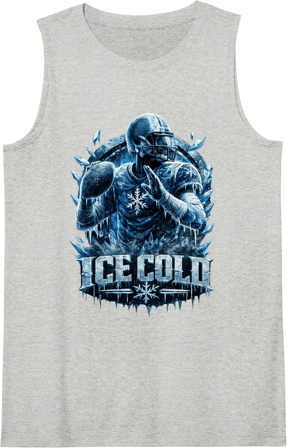 Ice Cold Football Player Winter Sports Graphic Sleeveless Tank Top - Heather Grey