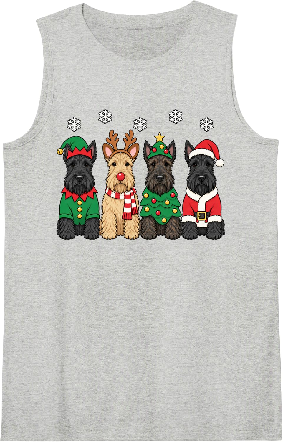Scottish Terrier Christmas Reindeer Santa Scottie Dog Lover Sleeveless Tank Top - Heather Grey