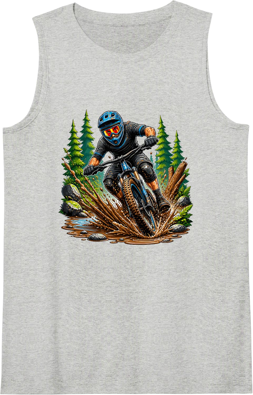 Dirt Bike Mountain Trail Mud Rider Action Tank Top - Heather Grey