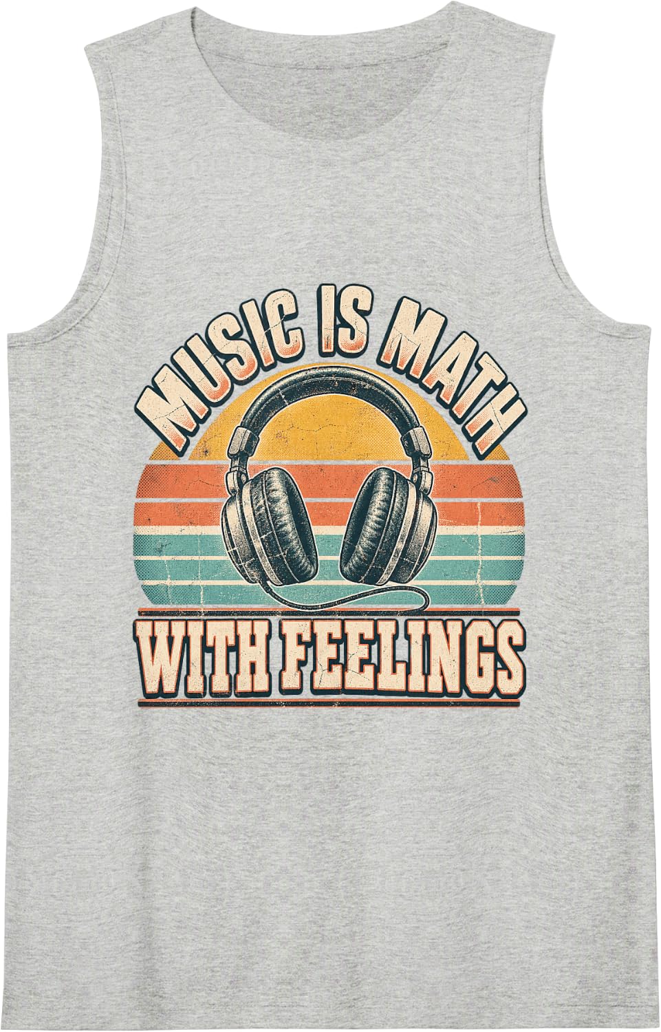Retro Vintage Music is Math with Feelings Sleeveless Tank Top - Heather Grey