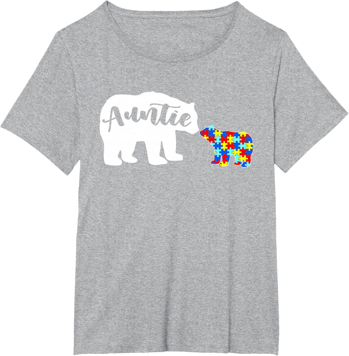 Cute Autism Awareness Auntie Bear Family Autistic T-Shirt - Heather Grey