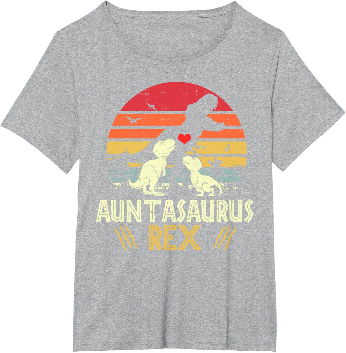 Auntasaurus Rex Vintage Dinosaur Auntiesaurus T-Shirt - Heather Grey