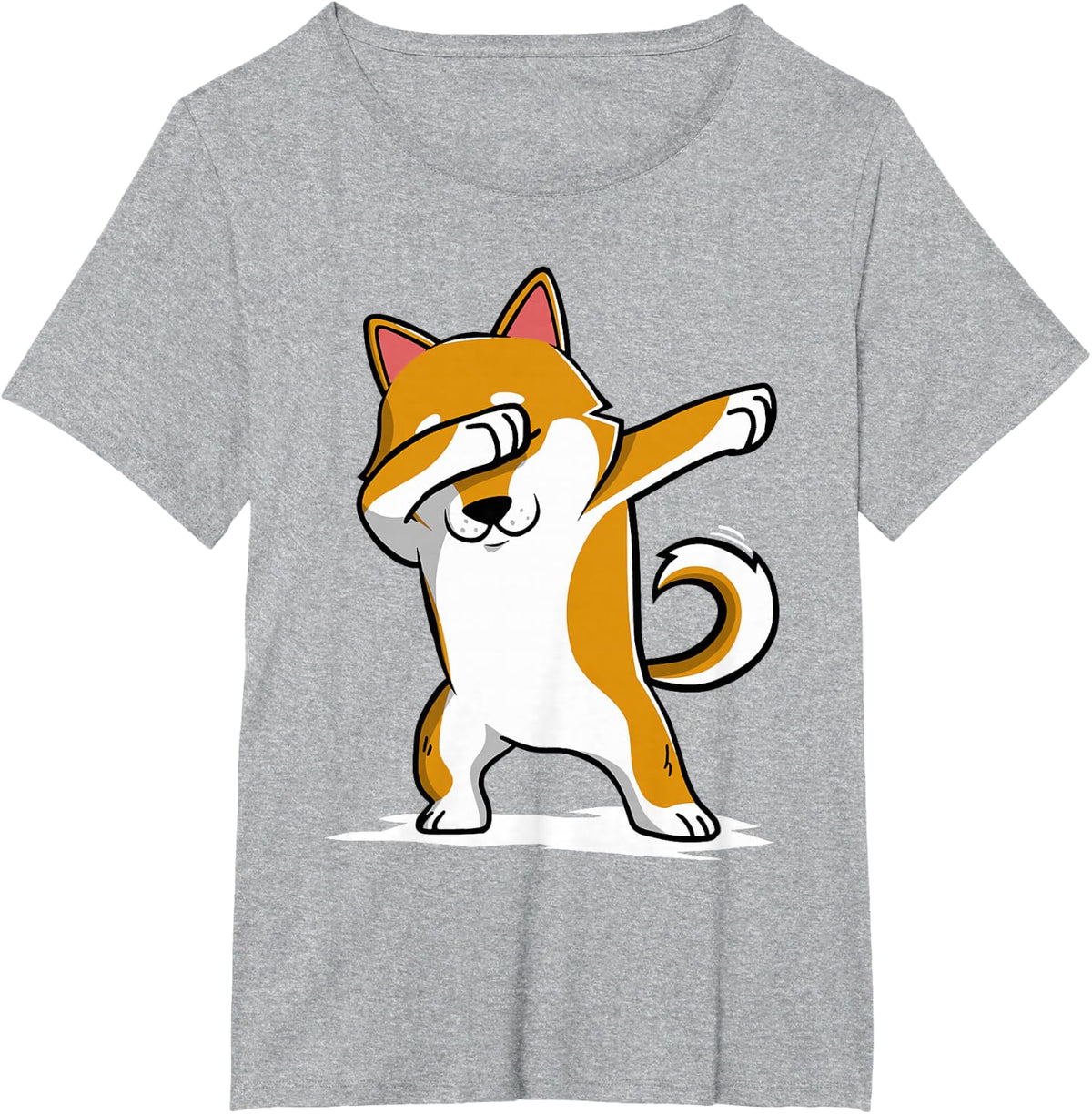 Shiba Inu Cute Dabbing T- Funny Dab Dance T-Shirt - Heather Grey