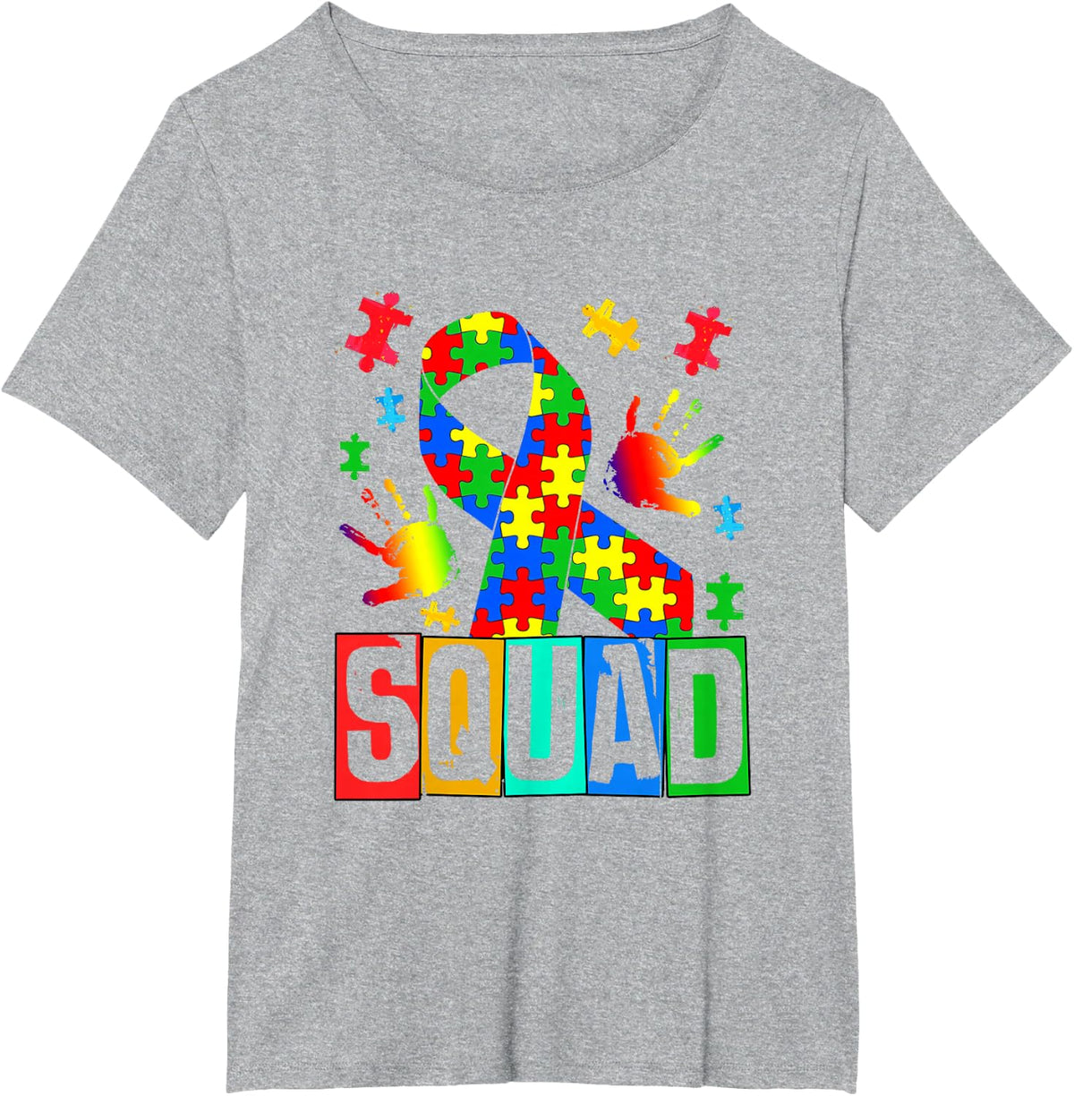 Autism Awareness Autism Support Squad Family T-Shirt - Heather Grey