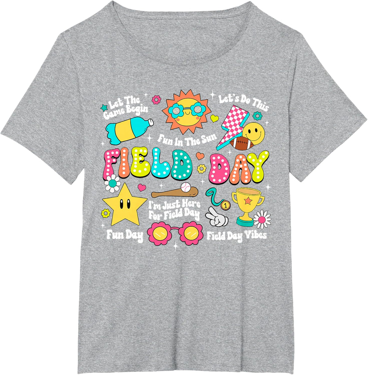Field Day Fun Day Let The Games Begin 2024 Teacher Kids T-Shirt - Heather Grey