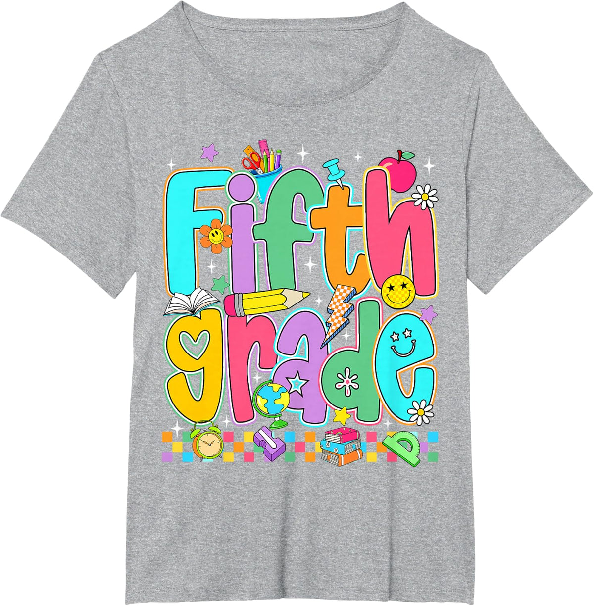 Preppy Fifth Grade Back to School 5th Grade Teacher Kids T-Shirt - Heather Grey