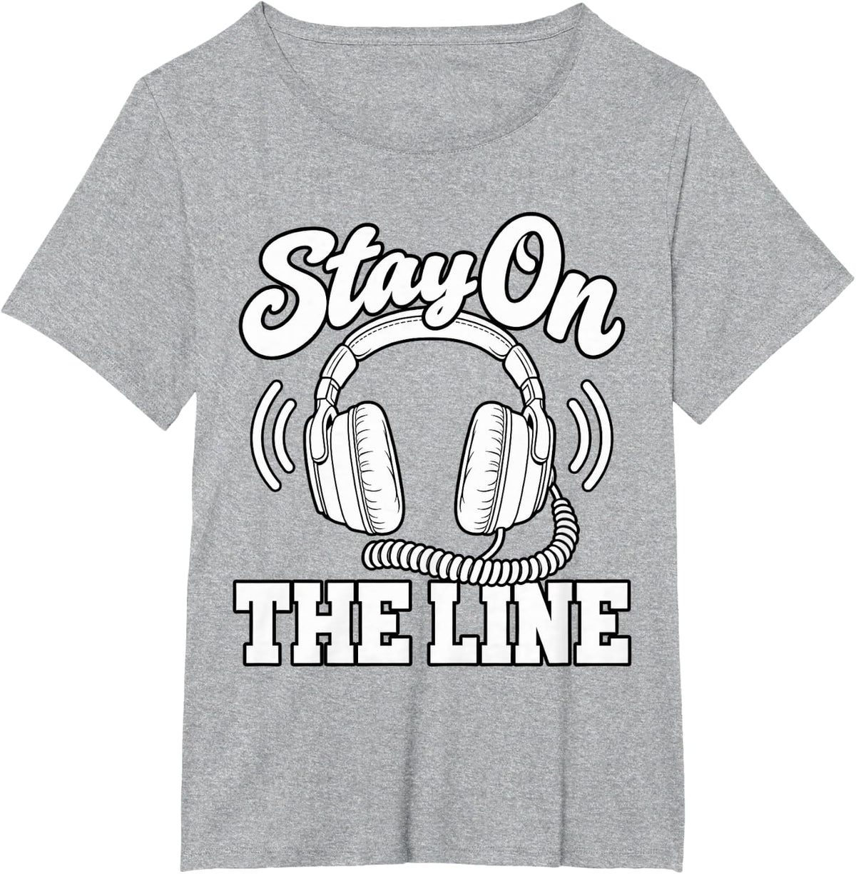 911 Dispatcher Stay On The Line Headset First Responder T-Shirt - Heather Grey
