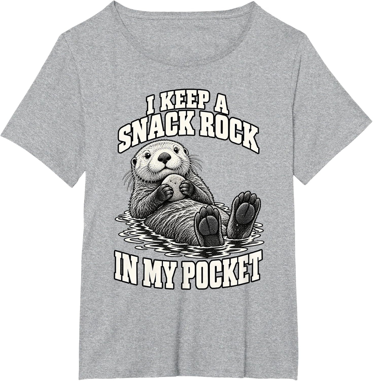 Sea Otter I Keep A Snack Rock in My Pocket Funny Marine T-Shirt - Heather Grey