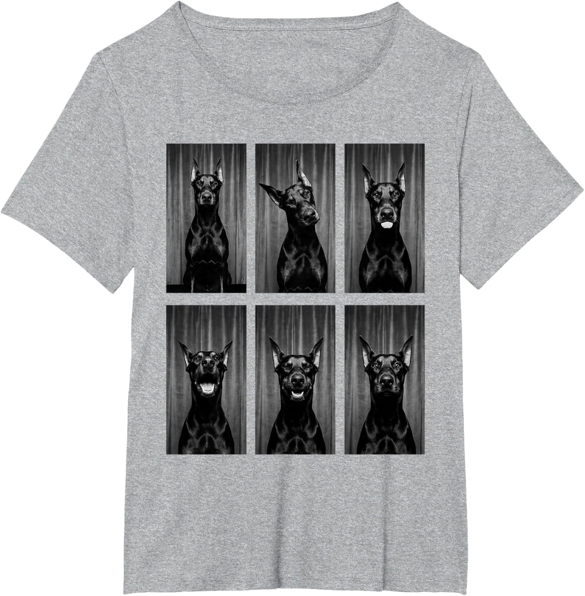 Doberman Photobooth Dog Owner Funny Animal Portrait Tees T Shirts for Men Women Kids - Heather Grey