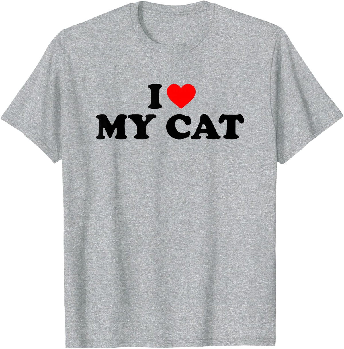 I Love My Cat, I Heart My Cat T-Shirt - Heather Grey