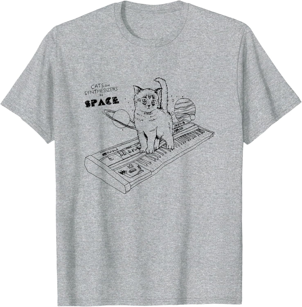 Cats On Synthesizers In Space TShirt Cat Owner tee T-Shirt - Heather Grey