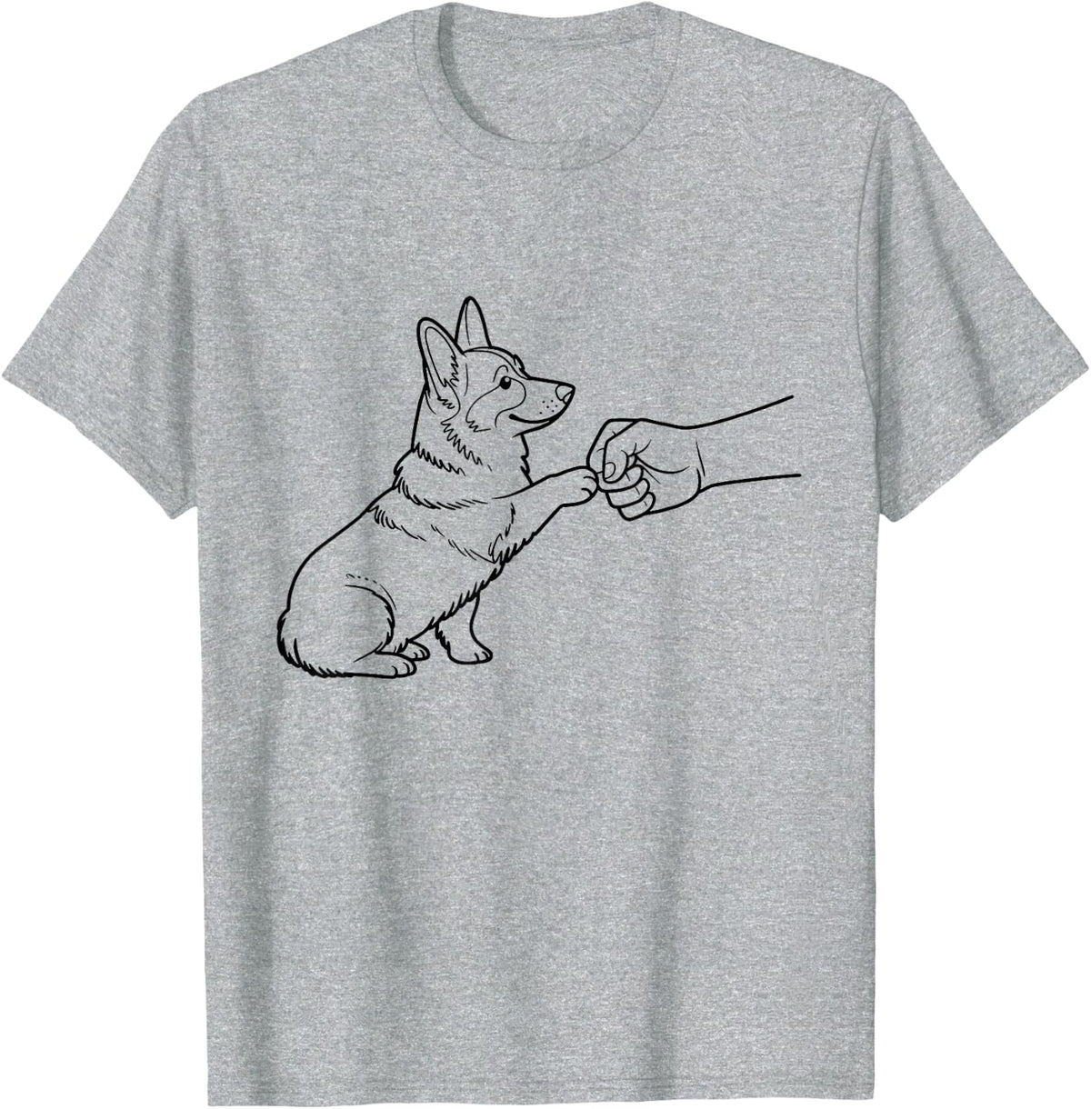 Corgi Fist Bump Paw Print Cute Dog Lover T-Shirt - Heather Grey