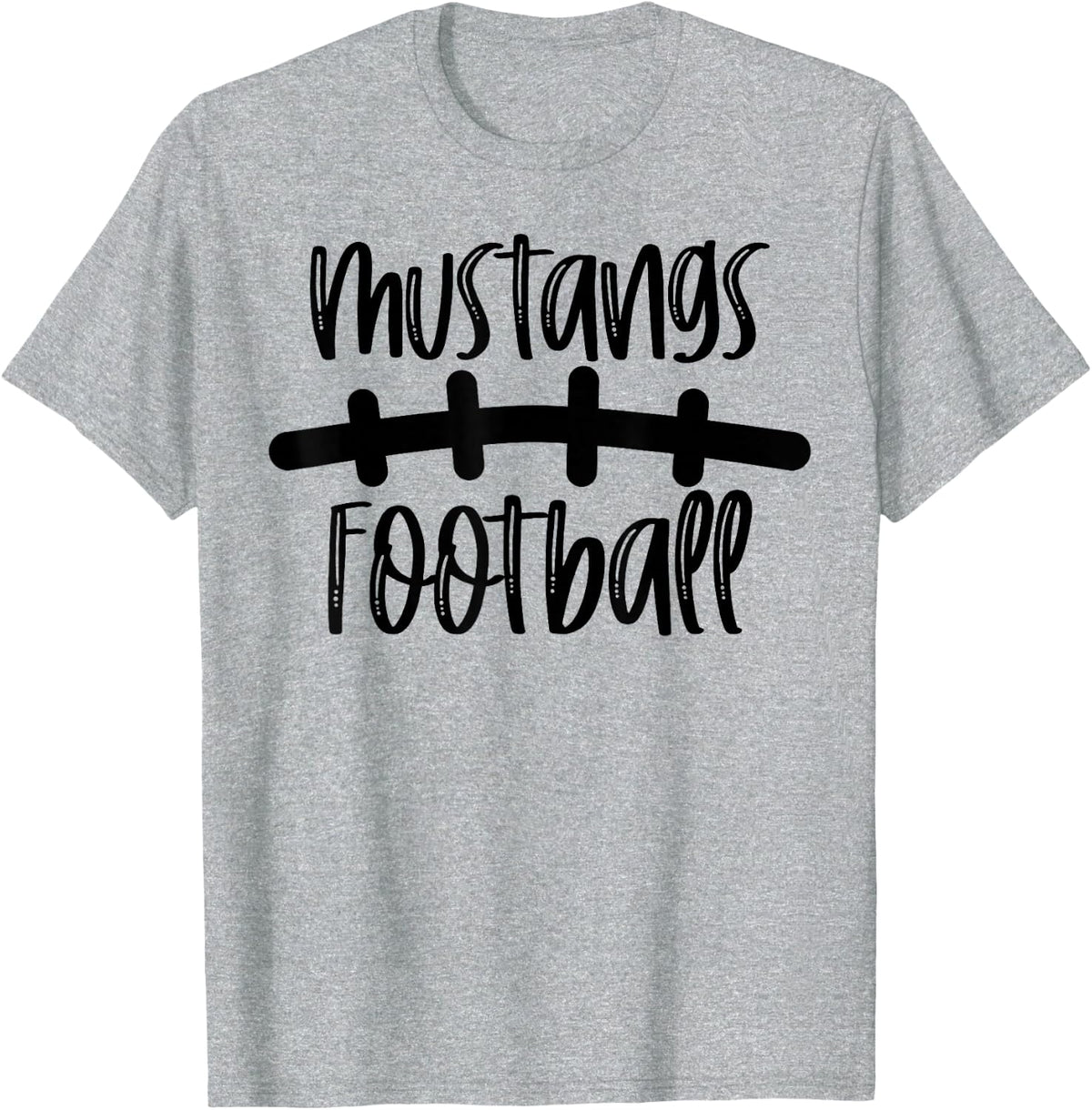 Mustangs Football School Spirit Team Mascot Game Night T-Shirt - Heather Grey