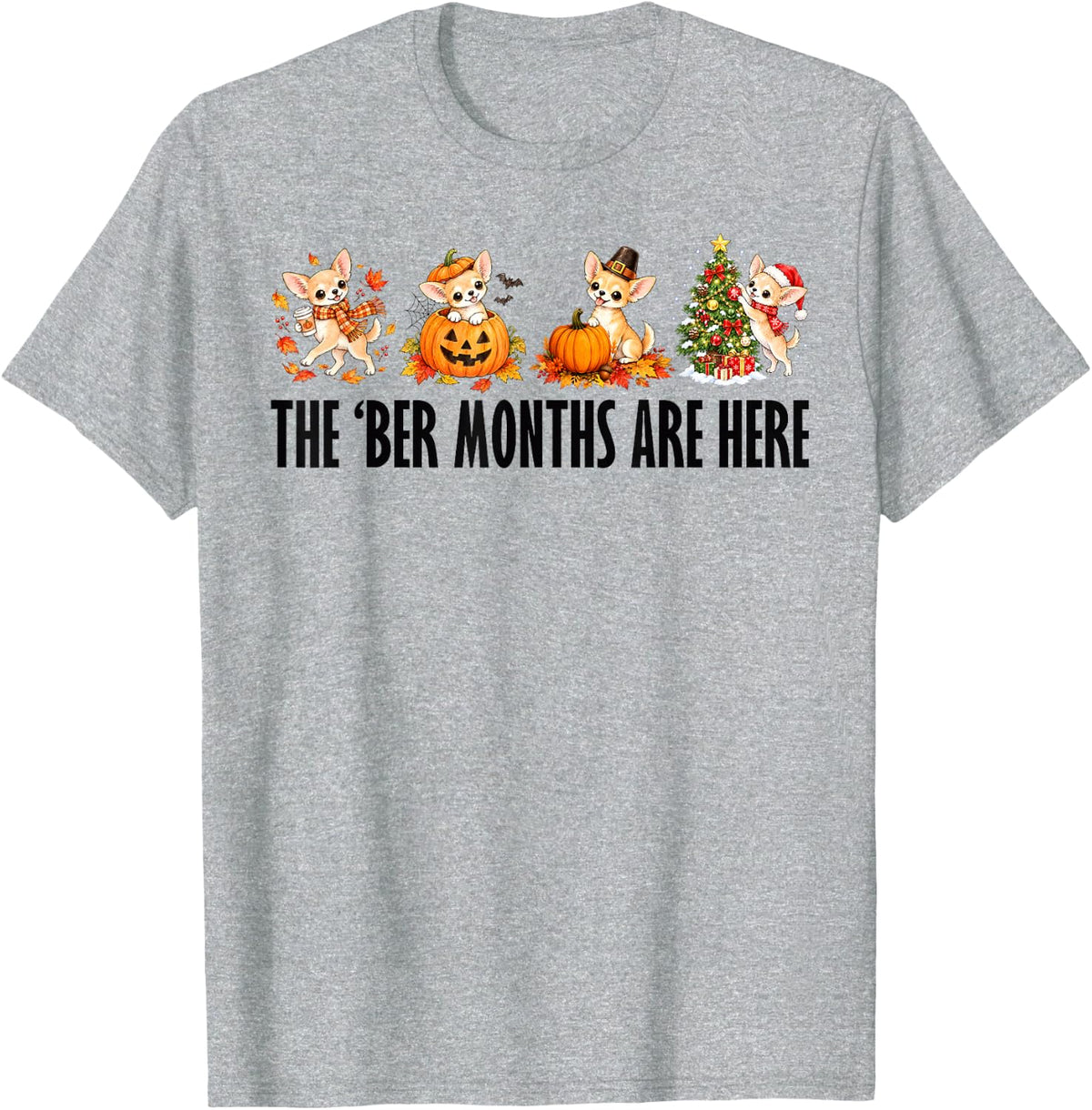 The 'BER Months are Here Fall Winter Season Chihuahua Dog T-Shirt - Heather Grey