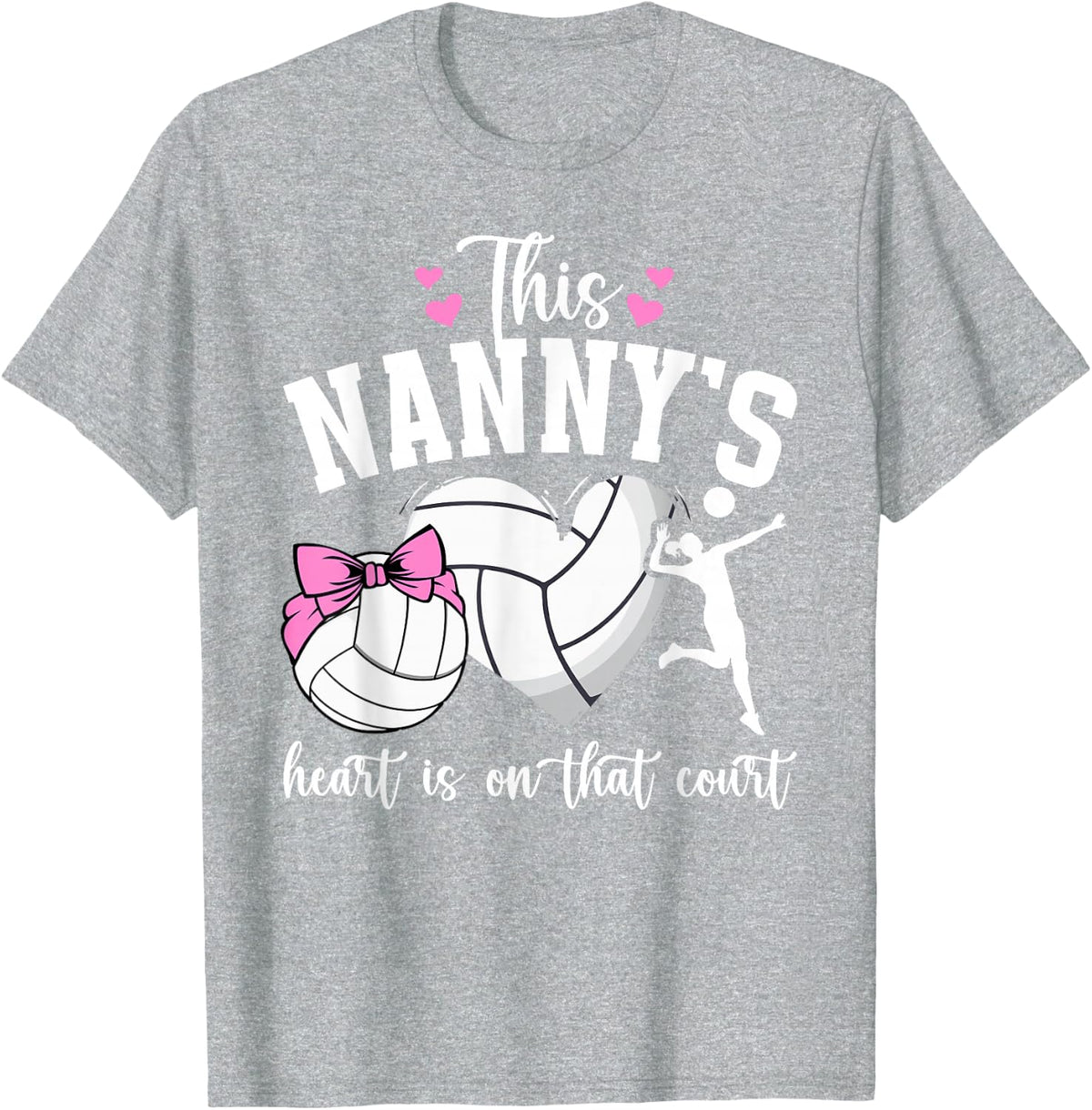 Volleyball Nanny Of A Volleyball Player Nanny T-Shirt - Heather Grey