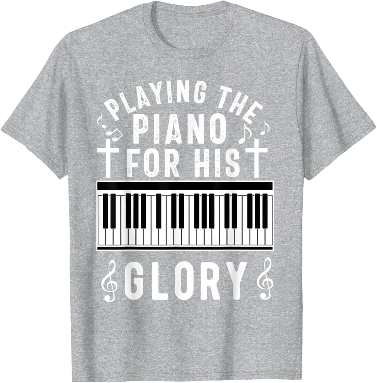 Christian Pianist Jesus Piano Player Musician Worship Lover T-Shirt - Heather Grey
