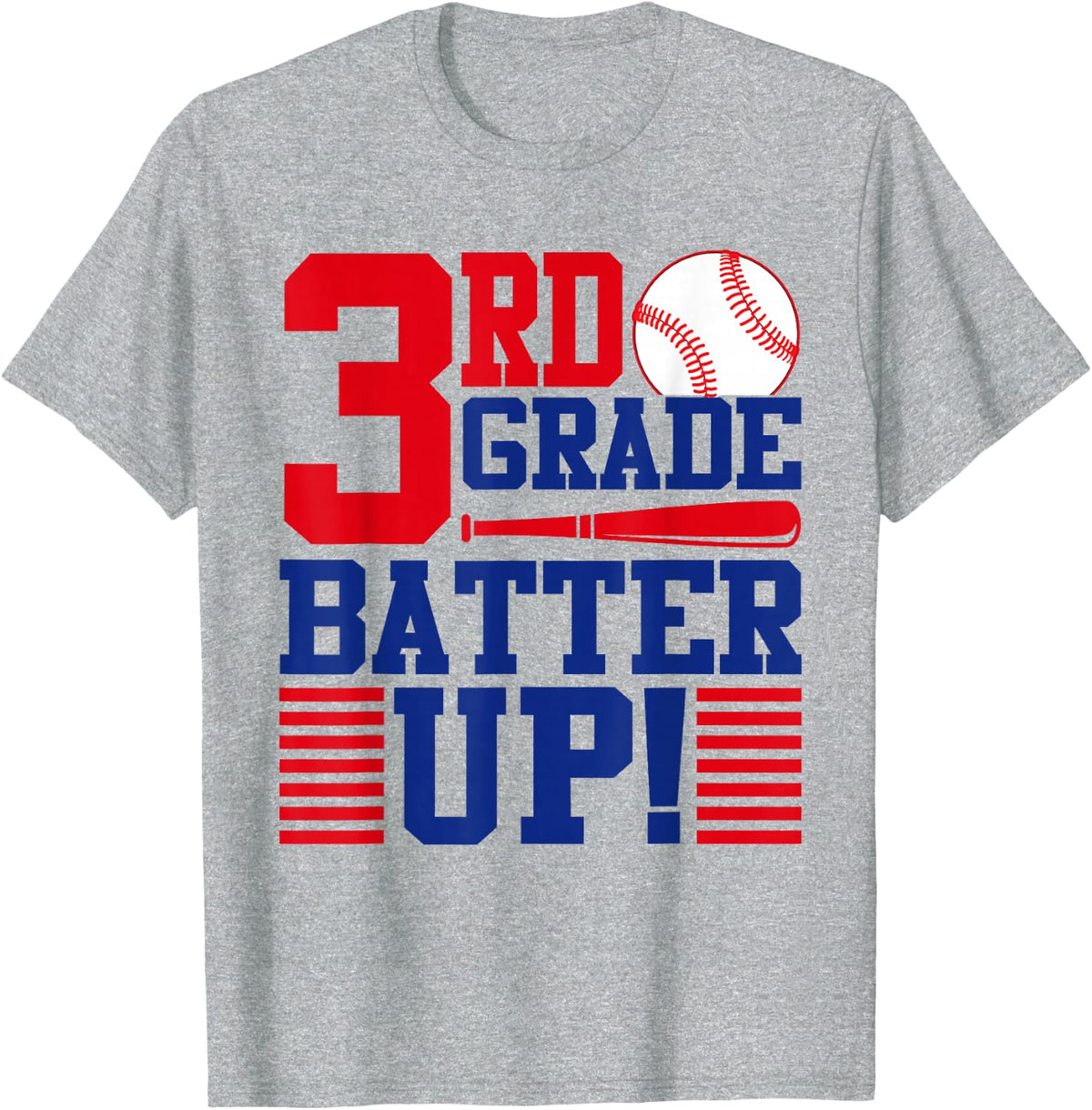 3rd Grade Batter Up Back To School Third Grade Baseball Boys T-Shirt - Heather Grey