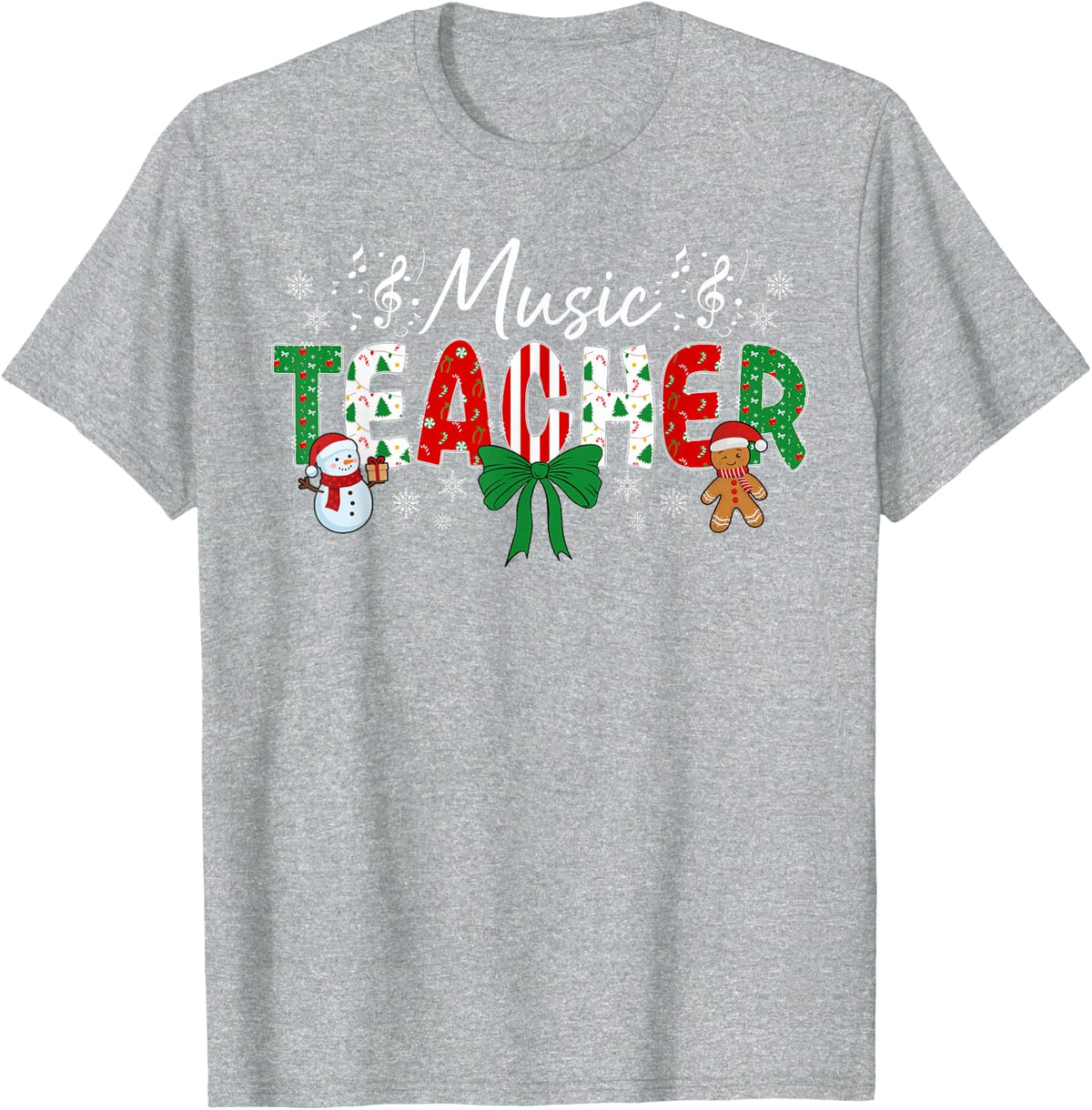 Music Teacher Christmas Music Teaching Xmas Coquette T-Shirt - Heather Grey