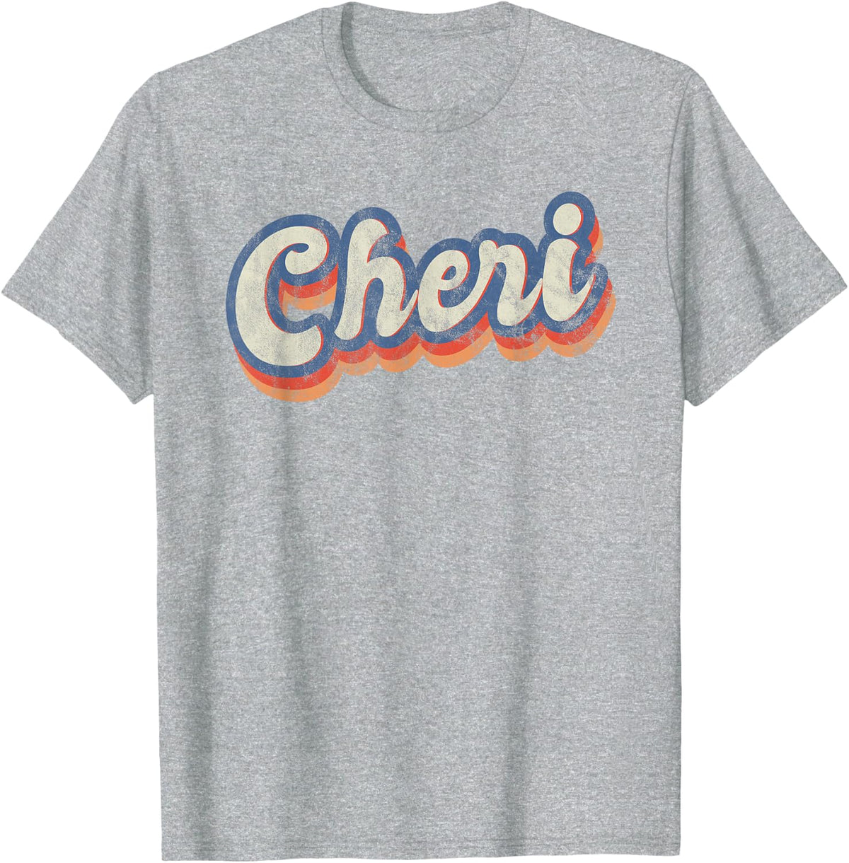 Cheri Personalized Name Shirt Custom Lettering 70's T-Shirt - Heather Grey
