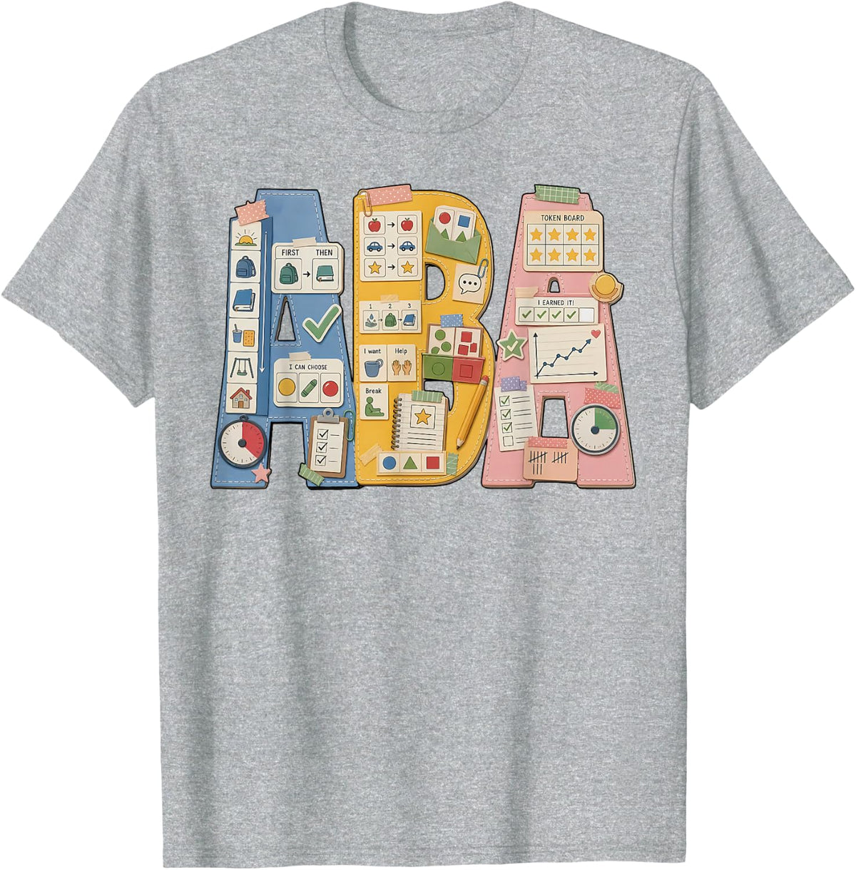 Retro ABA Therapy Applied Behavior Analysis Therapist RBT T-Shirt - Heather Grey